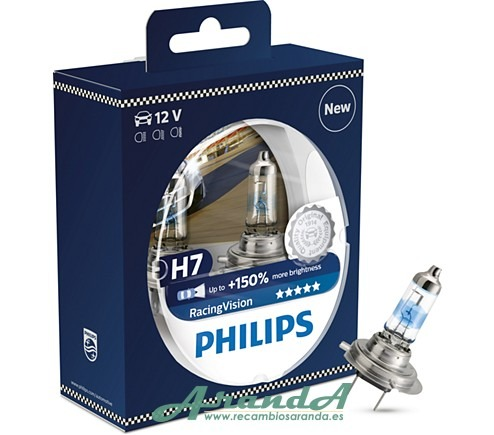 PHILIPS H7 RACINGVISION +150% EF.XENON ESTUCHE 2 BOMBILLAS