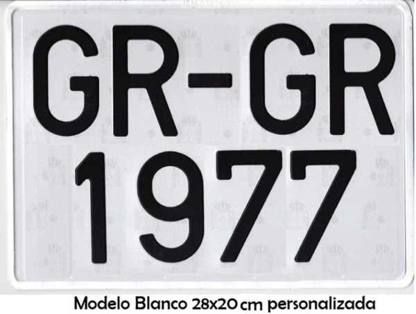 Placa Alta Blanca - Letras Negras (Blanco - 28x20cm)