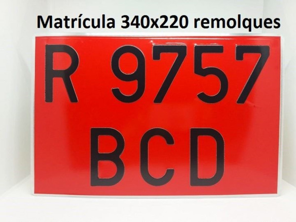 Placa Alta Roja Remolques · Aluminio 340x220mm