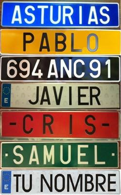 Matrículas Personalizadas en Aluminio · Colores y Medidas (3)
