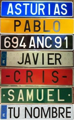 Placas de Matrícula Personalizadas · Aluminio · Colores y Medidas (3)