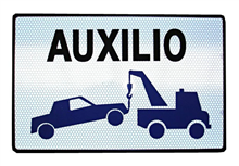 Placa V-24 Auxilio Grúa 340x220 MM