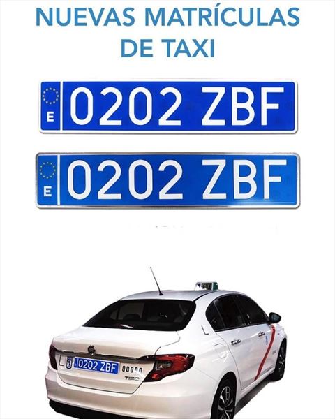 Placa Matrícula Taxis y VTC · Azul Acrílica 520x110 mm (3)