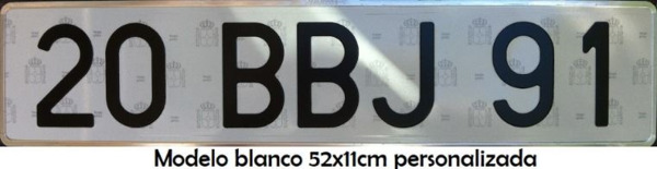 Placa Fondo Blanco - Letras Negras (Blanco - 52x11cm)