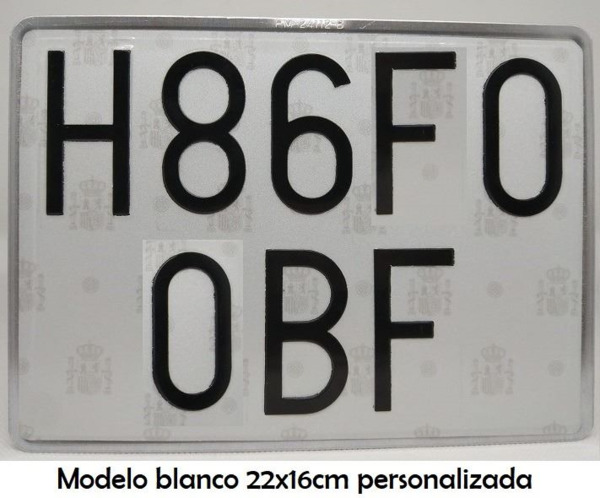 Placa Fondo Blanco - Letras Negras (Blanco - 22x16cm)