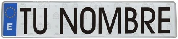 Placa Fondo Blanco - Letras Negras (Blanco con Banda Azul - 52x11cm)