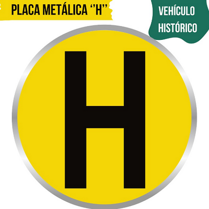 Placa H Aluminio · Vehículo Histórico · 100% homologado