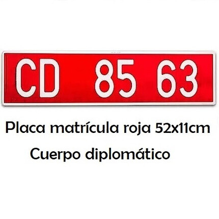 Placa Larga Roja · Cuerpo Diplomático · Aluminio 520x110mm