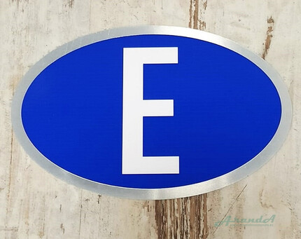 Placa Letra E Ovalada · Metálica · Color Azul · Clásicos