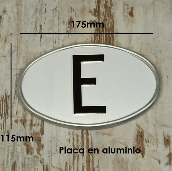 Placa E Ovalada con Relieve · Metálica ·Blanco · Clásicos (1)