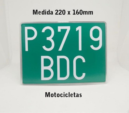 Placa Matrícula Verde Temporal Moto · Aluminio 220x160 mm