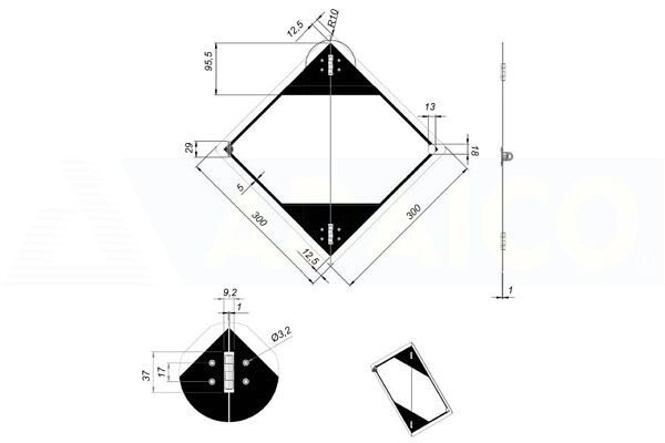 Placa señalización ADR  · materiales peligrosos · 300x300 mm (1)