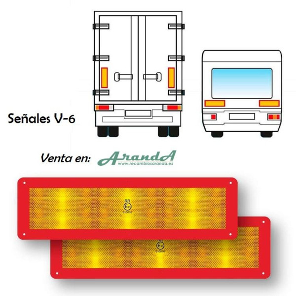 Señal V-6 Señalización Vehículo Largo · Aluminio Reflectante · Varios Tamaños (1)