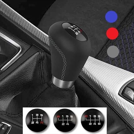 Pomo OEM Sport Negro + Costura Color · Modelo Corto Cambio Marchas Estándar y Gatillo
