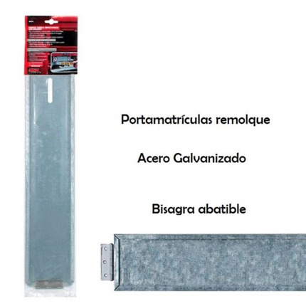 Portamatrículas Acero Galvanizado · Intercambiable · Bisagra Lateral