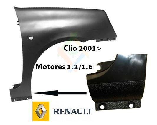 Renault Clio 2001-2009 Aleta Delantera · Motores 1.2/1.6 (1)
