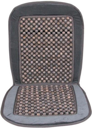 Respaldo Cubreasiento Bolas Madera. Acolchado. Color Gris