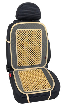 Respaldo Cubreasiento Bolas Madera. Color Camel