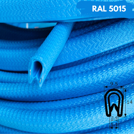 Rollo 50m Burlete 14x9mm Pvc Flexible con Interior metálico · Tamaño Estándar · Celeste