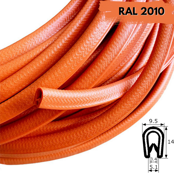 Rollo 50m Burlete 14x9mm Pvc Flexible · Interior metálico · Tamaño Estándar · Naranja