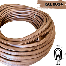 Rollo 50m Burlete 14x9mm Pvc Flexible · Interior metálico · Tamaño Estándar · Marrón claro