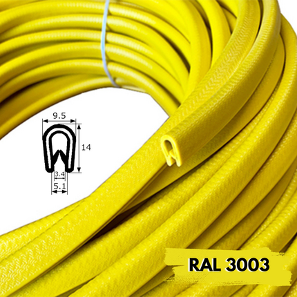 Rollo 50m Burlete 14x9mm Pvc Flexible con Interior metálico · Tamaño Estándar · Amarillo