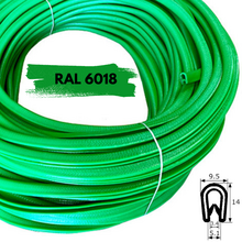 Rollo 50m Burlete 14x9mm Pvc Flexible · Interior metálico · Tamaño Estándar · Verde claro