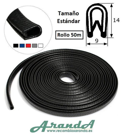 Rollo 50m Burlete 14x9mm Pvc Flexible con Interior metálico · Tamaño Estándar