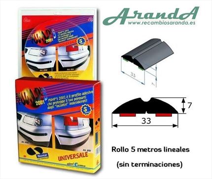 Rollo de 5 metros Moldura Adhesiva 33x7mm · Color Negro
