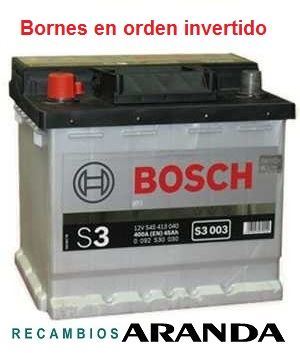 S3003 Batería Bosch 12V 45Ah 400A +/- Vehículos Asiáticos (Bornes cambiados)