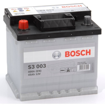 S3003 Batería Bosch 12V 45Ah 400A +/- Vehículos Asiáticos (Bornes cambiados)