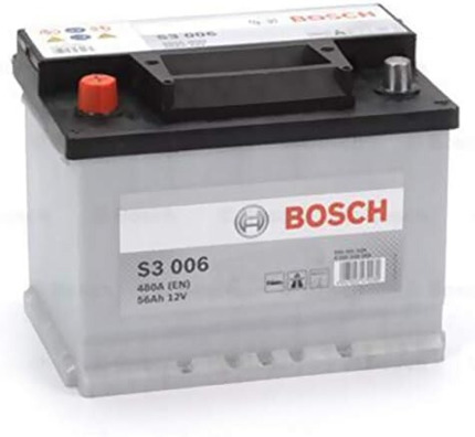 S3006 Batería Bosch 12V 56Ah 480A +/- Vehículos Asiáticos (Bornes cambiados)