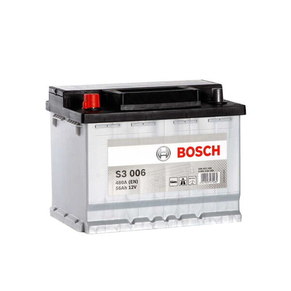 S3006 Batería Bosch 12V 56Ah 480A +/- Vehículos Asiáticos (Bornes cambiados)