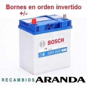 S4019 Batería Bosch 12V 40Ah 330A +/- Vehículos Asiáticos (Bornes cambiados)