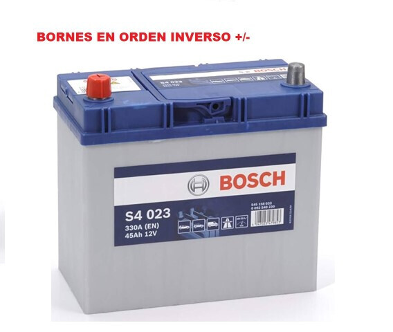 S4023 Batería Bosch 12V 45Ah 330A +/- Vehículos Asiáticos (Bornes cambiados)