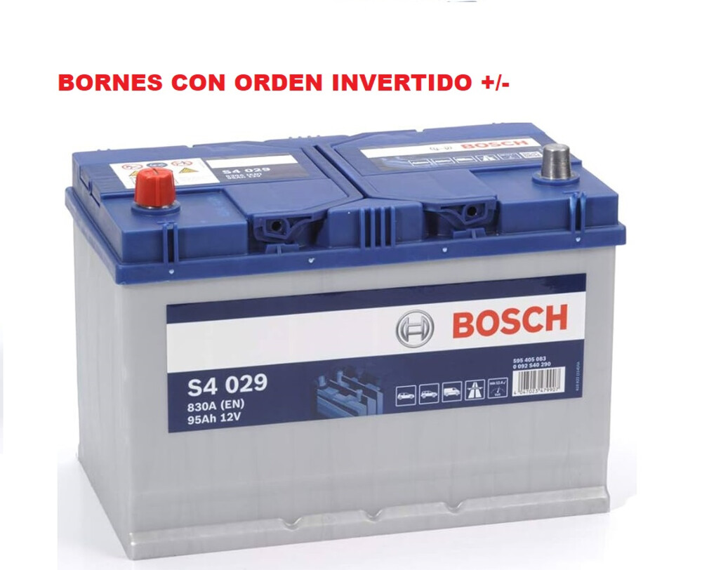 S4029 Batería Bosch 12V 95Ah 830A +/- Vehículos Asiáticos (Bornes cambiados)