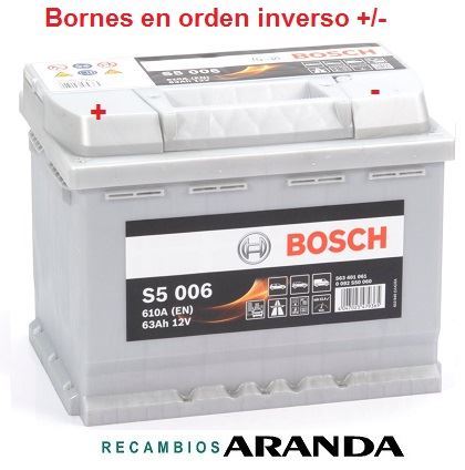 S5006 Batería Bosch 12V 63Ah 610A -/+ Motores Asiáticos · Alto Rendimiento