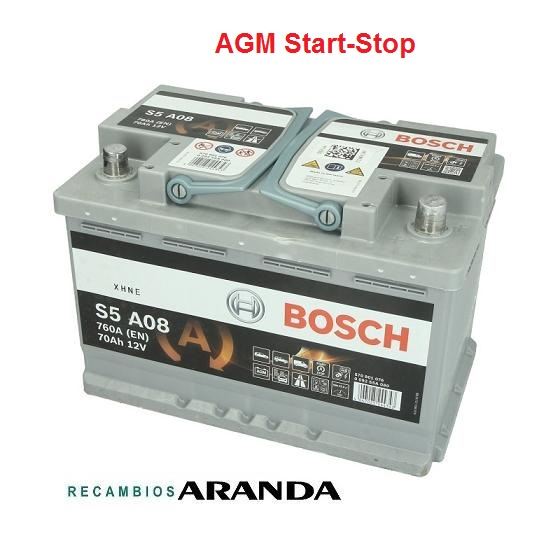 Batería AGM 096 coche S5A08 5 años de garantía 70Ah 760cca 12V eléctrico de Bosch