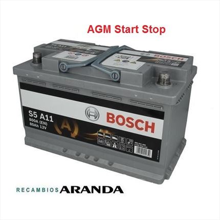 S5A11 Batería Bosch AGM 12V 80Ah 800A -/+ Start Stop · Alto Rendimiento