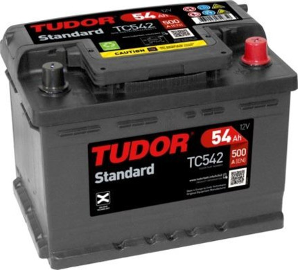 TC542 Batería Tudor 12V 54Ah 500A -/+ Turismos