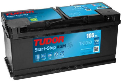 TK1050 Batería Tudor AGM Start-Stop 12V 105Ah 950A -/+ Turismos y Berlinas