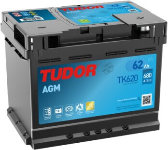 TK620 Batería Tudor AGM Start-Stop 12V 62Ah 680A -/+ Turismos y Berlinas