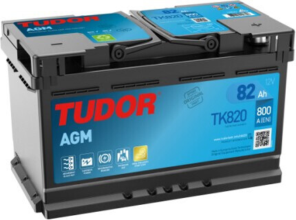 TK820 Batería Tudor AGM Start-Stop 12V 82Ah 800A -/+ Turismos y Berlinas