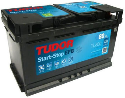 TL800 Batería Tudor EFB Start-Stop 12V 80Ah 720A -/+ Turismos y Berlinas Grandes