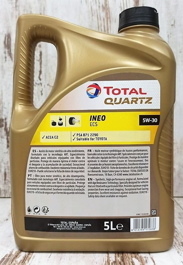 Aceite Total Quartz Ineo ECS 5W30 5 L - 30,90€ -   Capacidad 5 Litros