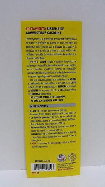 Tratamiento Gasolina Metal Lube · Sistema Integral · 236ml (2)