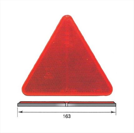 Triángulo Catadióptrico Reflectante Rojo · 163mm · Adhesivo