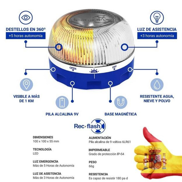 V16 RecFlash - Baliza Aviso Emergencia LED (2)