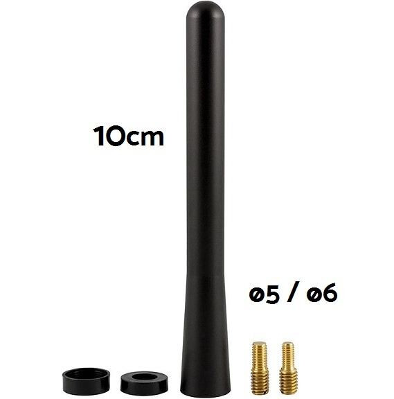 Varilla Antena 10cm. Flexible. Color negro. Universal.