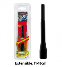 Varilla Antena 2 en 1. Extensible 11-19cm. Color negro. Universal.